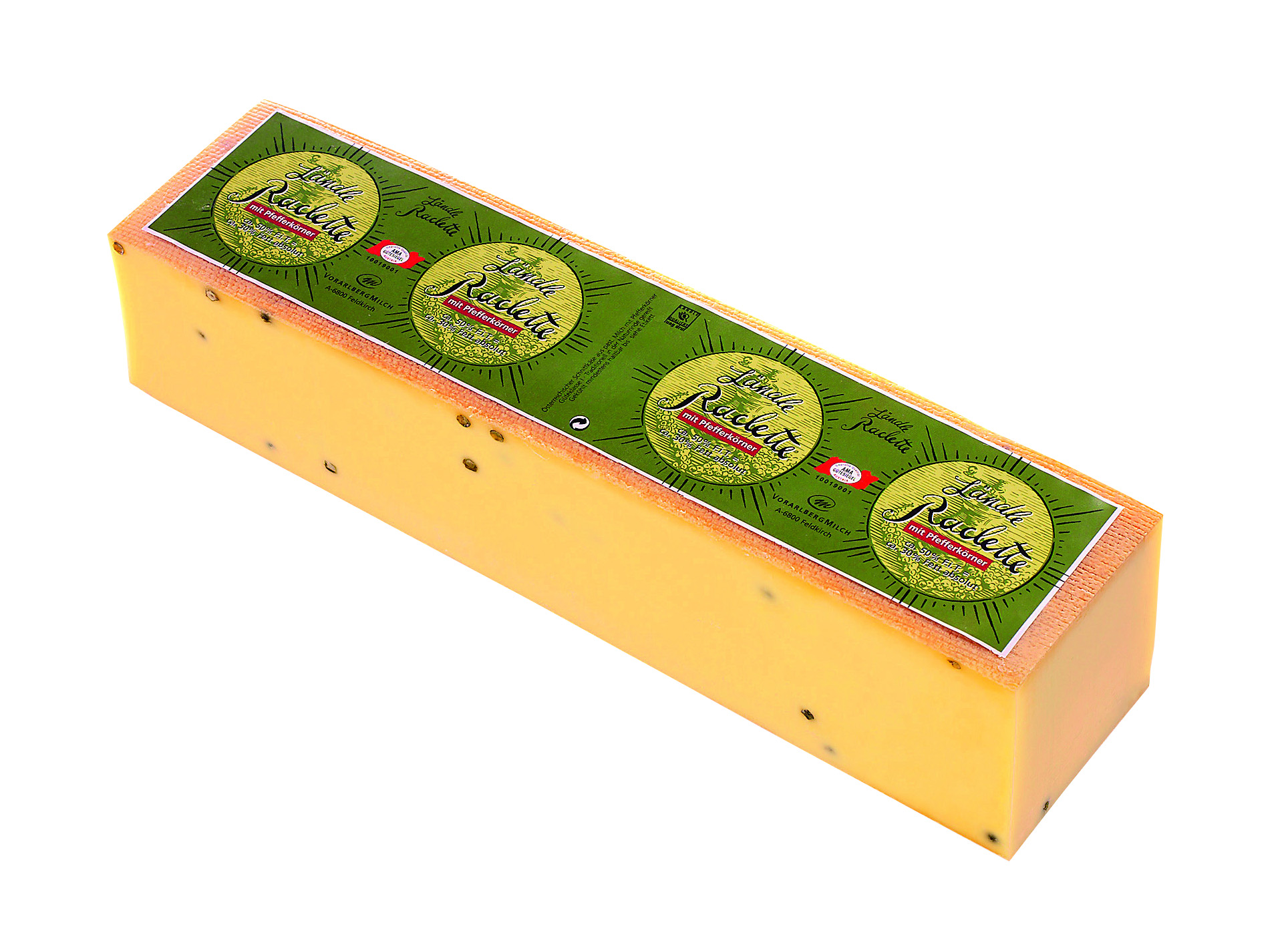 Raclettekäse mit Pfeffer in Scheiben