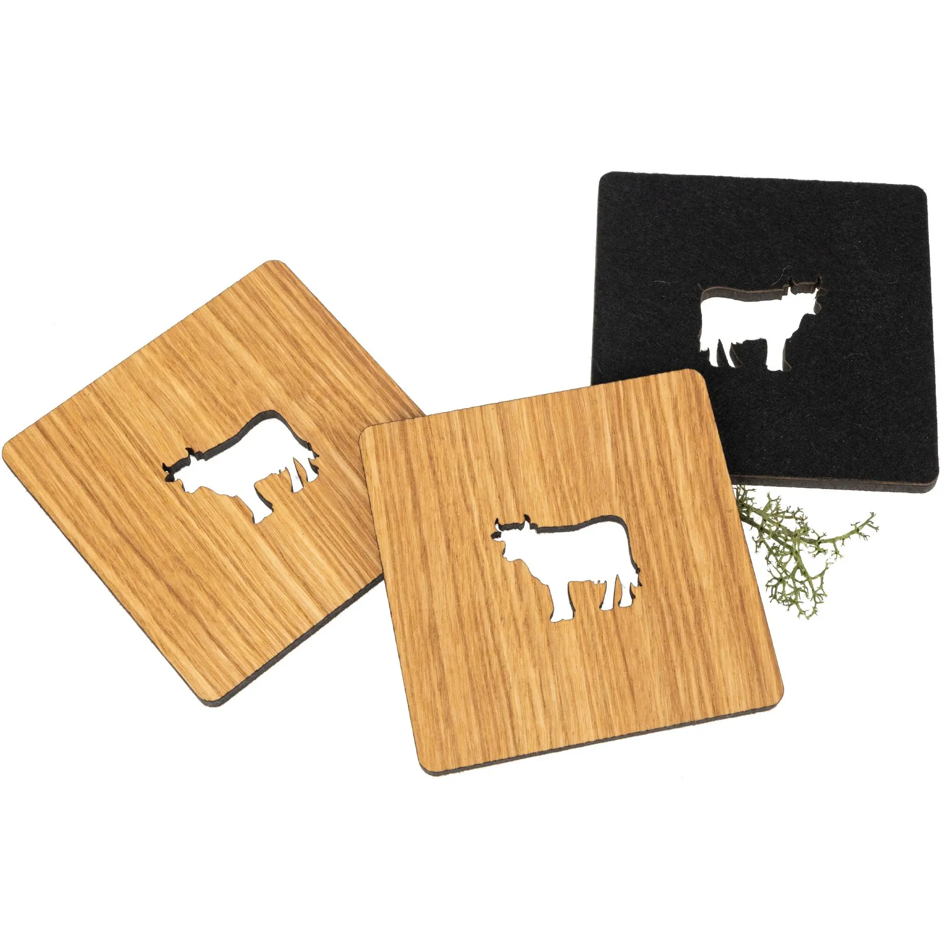 Eichenholz - Untersetzer Kuh
