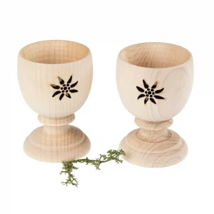 Holz Eierbecher mit Edelweiß Design