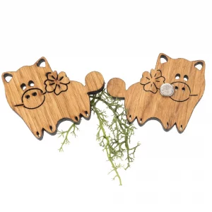 Holz Magnet Glücksschwein